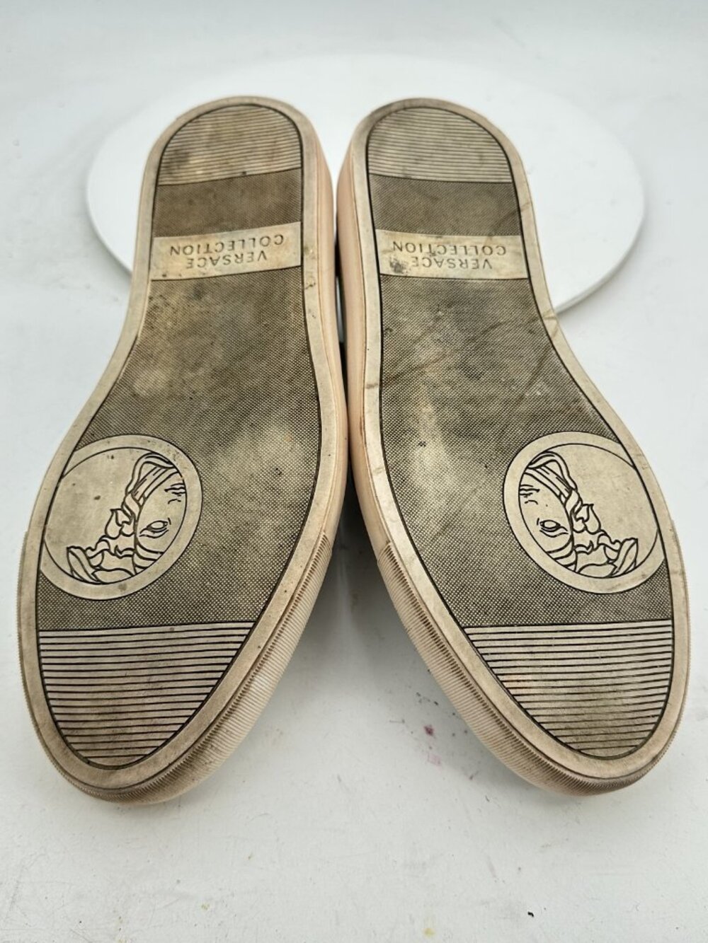 Versace Collection Men Sz EU 41 US 9 Medusa Plaque Strap White Blue Leather Shoe - Picture 4 of 10